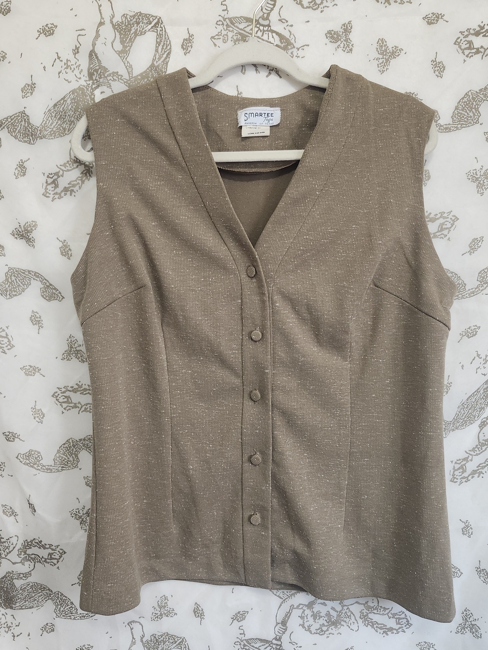 1970s Smartee Togs Neutral V-Neck Tailored Vest